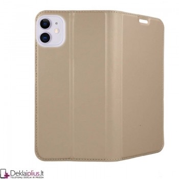Dux Ducis dirbtinės odos atverčiamas dėklas - auksinės spalvos (telefonui Apple Iphone 11)